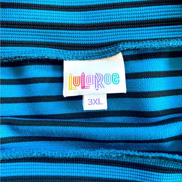 LuLaRoe Woman Plus Size 3X (24/26) Black Blue Striped Straight Cassie Skirt - Picture 4 of 5